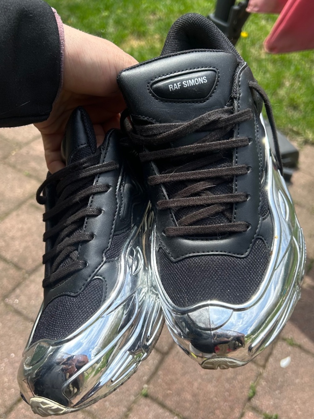 RAF Simons x Addidas Ozweego chrome sneakers size 7.